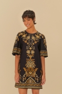 VESTIDO TSHIRT MANGA BUFANTE FLORA ABACAXI