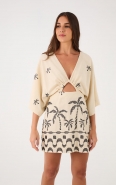 VESTIDO CURTO LINHO BORDADO ORLA OFF