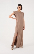 VESTIDO RETO FENDA CINZA MIRANTE