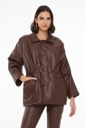 JAQUETA LIKE LEATHER ALONGADA