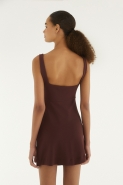 VESTIDO CURTO TEXTURA MARROM