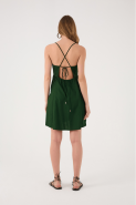 VESTIDO CURTO LINHO BOLSOS LATERAIS