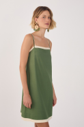 VESTIDO CURTO LINHO SOBREPOSTO VERDE COCO