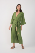 VESTIDO CROPPED CREPE PAREO VERDE COCO