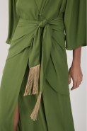 VESTIDO CROPPED CREPE PAREO VERDE COCO