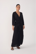 VESTIDO CROPPED CREPE PAREO PRETO