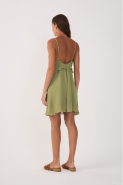 VESTIDO CURTO CREPE RECORTE DESLOCADO VERDE NATUREZA