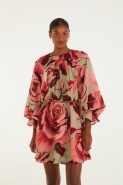 VESTIDO CURTO ROSAS PINTADAS