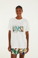 TSHIRT MEDIA SOY BRASIL OFF WHITE