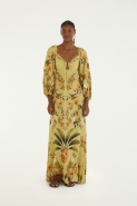 VESTIDO LONGO MANGA BOSQUE CHIC 