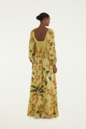 VESTIDO LONGO MANGA BOSQUE CHIC 