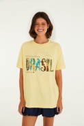 TSHIRT MEDIA SOY BRASIL AMARELO SELO