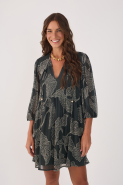 VESTIDO CURTO TULE ESTAMPA RAMOS