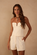 BLUSA ALGODAO DECOTE FRENTE BEGE CONCHA