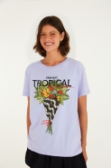 TSHIRT FIT BOUQUET TROPICAL LILAS