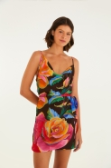 VESTIDO CURTO ROSAS PINTADAS
