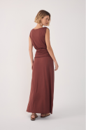 VESTIDO PALA FRANZIDA MARROM CEDRO