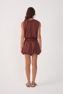 VESTIDO BASICO BALONE COM FAIXA MARROM CEDRO
