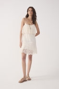 VESTIDO CURTO TULE RENDADO OFF WHITE