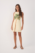 Vestido Linho Estampa Tropicana