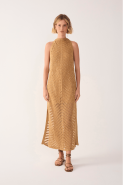VESTIDO TRICOT RESORT LUREX DOURADO