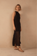 VESTIDO TRICOT RESORT LUREX PRETO
