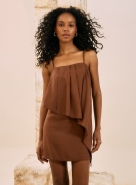 VESTIDO CURTO LINHO OPEN MARROM MALFITANO