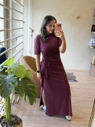 VESTIDO AMARRACAO VINHO OUTONO