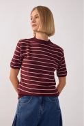 BLUSA TRICOT MANGA CURTA VINHO OUTONO