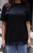 TSHIRT OVER RENDADA PRETA