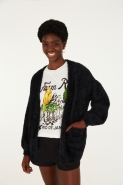 CARDIGAN TRICOT PELINHO COM BOLSO PRETO
