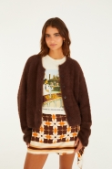CARDIGAN PELINHO TRICOT BASICO MARROM