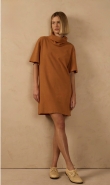 VESTIDO T-SHIRT FAIXA RIBANA MARROM OCRE