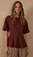 T-SHIRT PEPLUM MARROM TERRA