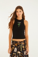 REGATA CROPPED BORDADA COQUEIRO