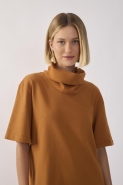 VESTIDO T-SHIRT FAIXA RIBANA MARROM OCRE