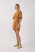 VESTIDO T-SHIRT FAIXA RIBANA MARROM OCRE
