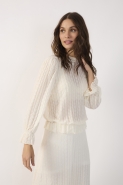 BLUSA RENDA GOLA ALTA OFF WHITE