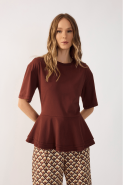 T-SHIRT PEPLUM MARROM TERRA