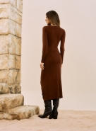 VESTIDO LONGO TRANCADO MARROM OPEN