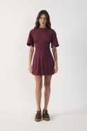 VESTIDO CURTO PALA CINTURA VINHO OUTONO
