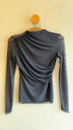 BLUSA COM PREGAS TULE MANGA LONGA