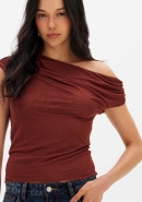 BLUSA TULE SEM MANGA ASSIMETRICA
