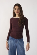 BLUSA TRICOT VIES ROLINHO MARROM TERRA