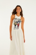 VESTIDO MIDI GODE PASSAROS BRASIL