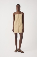 VESTIDO CURTO ALGODAO BOTOES FRENTE CAQUI TRAMA