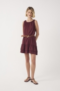 VESTIDO BABADO MALHA CREPE MARROM ORIGEM