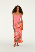 VESTIDO SEM ALCA TULE FLORAL MARINA