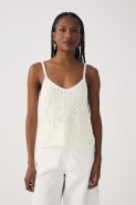 BLUSA TRICOT RENDADO FLORAL OFF WHITE