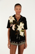 PIJAMA FLORAL FLORA PRETO
